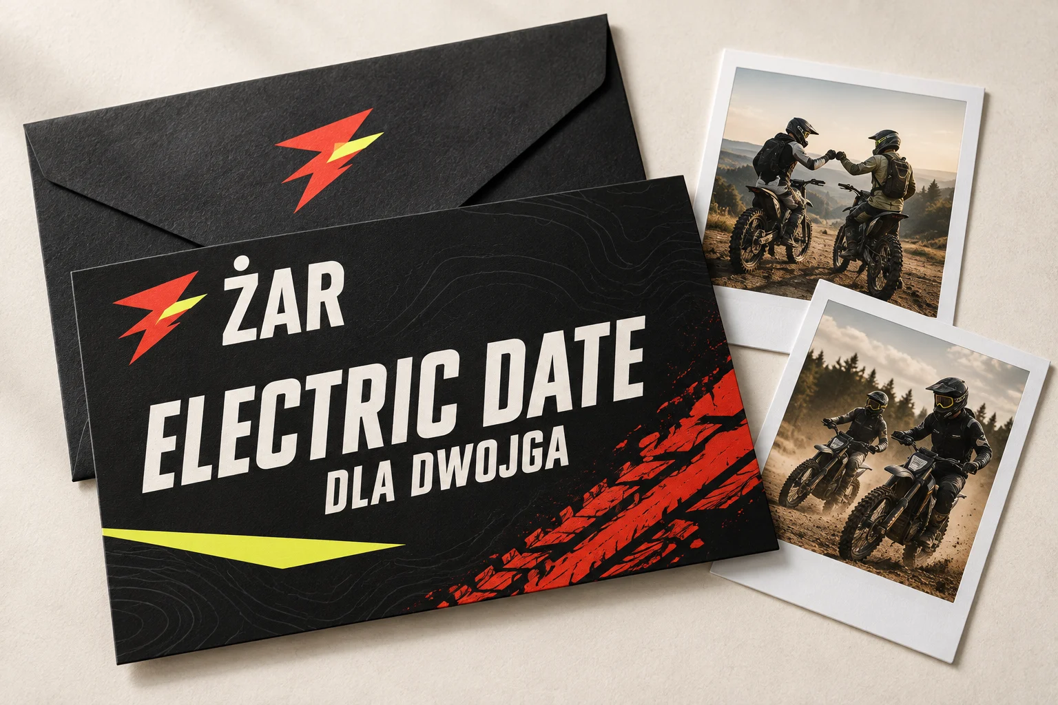 Wizualizacja vouchera ŻAR Electric Date i zdjęć z Instaxa